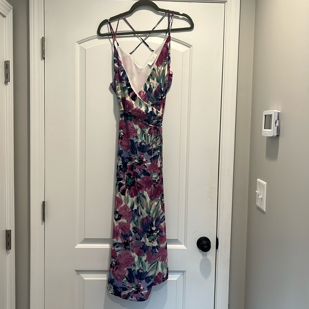 Peach Love wrap midi dress